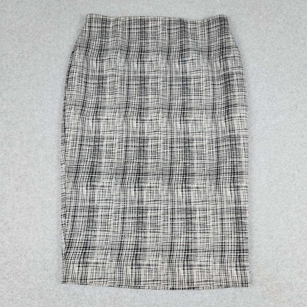 Vince Camuto Straight & Pencil Skirt Womens XS Black White Grid Stretch Career